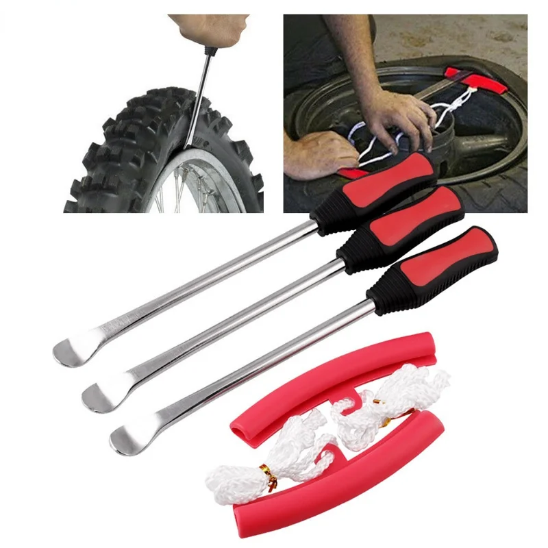 

5pcs/Set Tire Change Tool Kit Tire Dismount Mount Set Tyre Spoon Lever Tools Rim Wheel Hub Protector Sheaths For Car Motorcycle
