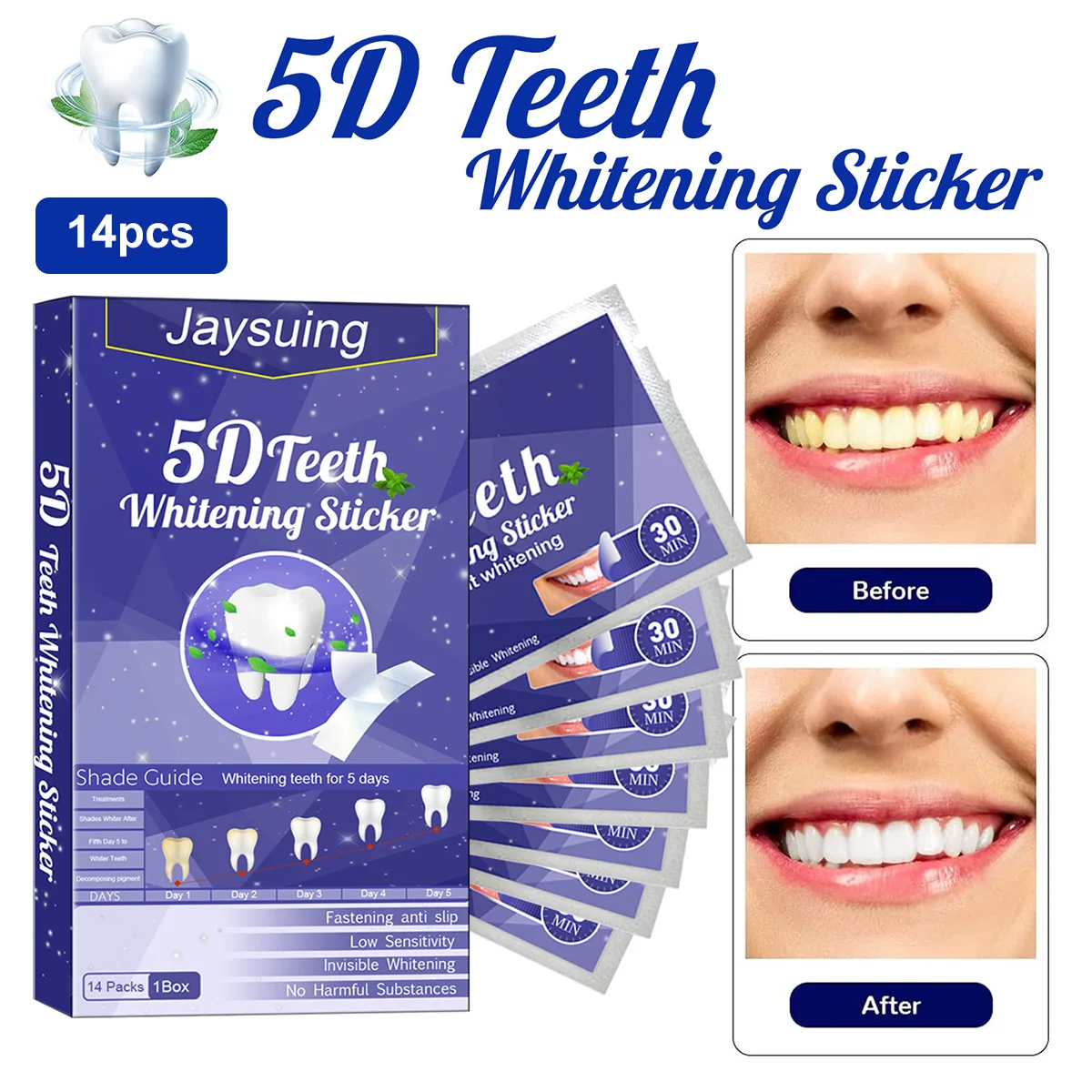 

Non-Sensitive Teeth Whitening Strips White Tooth Dental Oral Hygiene Care Strip for False Teeth Veneers Dentist Seks Whiten Gel