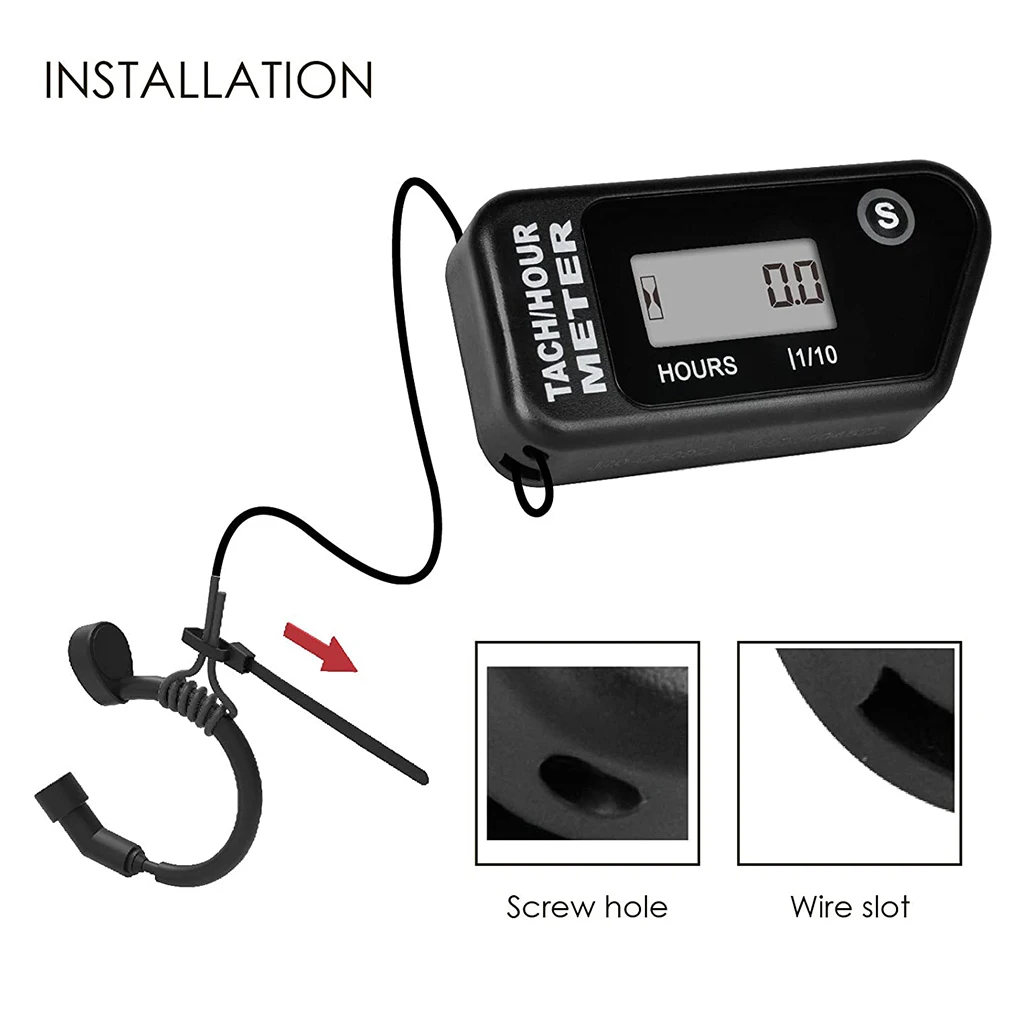 

Motorcycle Hour Meter Battery Powered Memory Function IP68 Waterproof LCD Screen Digital Display Time Gauge Accessories