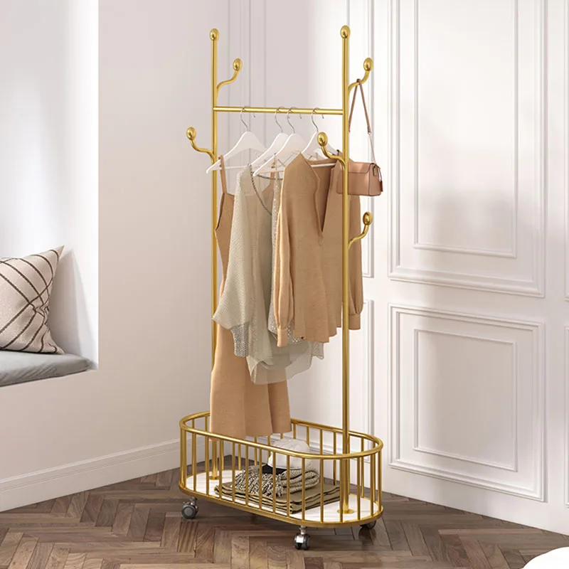 

Standing Multifunctional Coat Rack Golden Nordic Floor Metal Hanger Hook Dressing Room Cabideiro Parede Bedroom Furniture