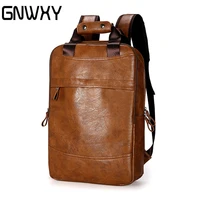 new men waterproof pu leather retro casual backpack business laptop bag sports travel backpacks large capacity student schoolbag