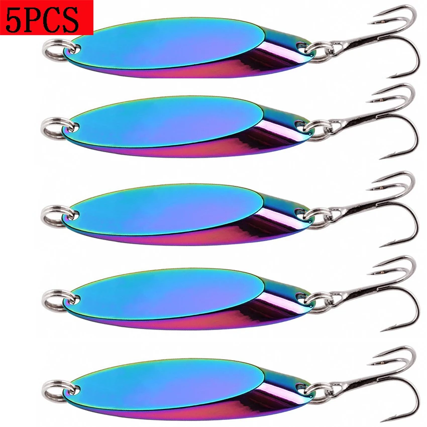 5pcs Metal Spinner Spoon Lures Trout Fishing Lure set Hard Bait Sequins Paillette Artificial Baits Spinnerbait Fish Tools 7g-18g