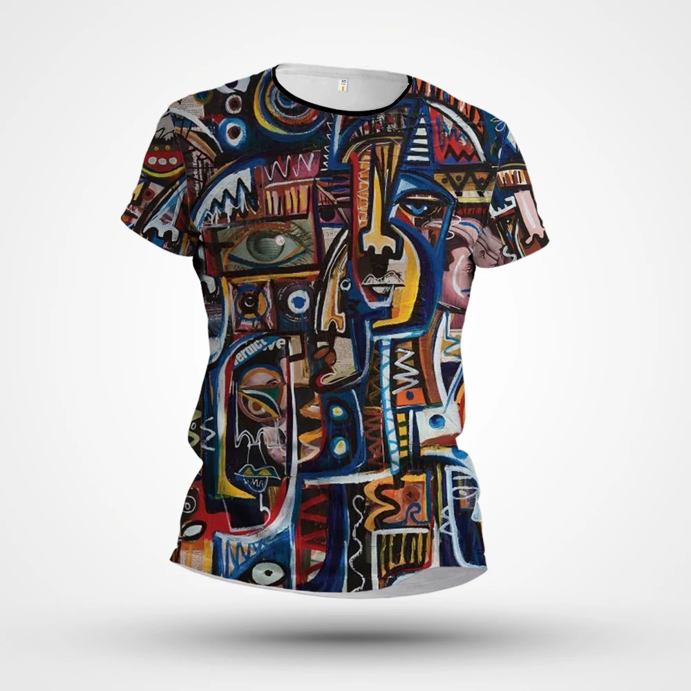 

T-shirt Men's Punk T-shirt Abstract Painted T-shirt 3D Printed T-shirt Retro Gothic Men's Clothing Summer Top