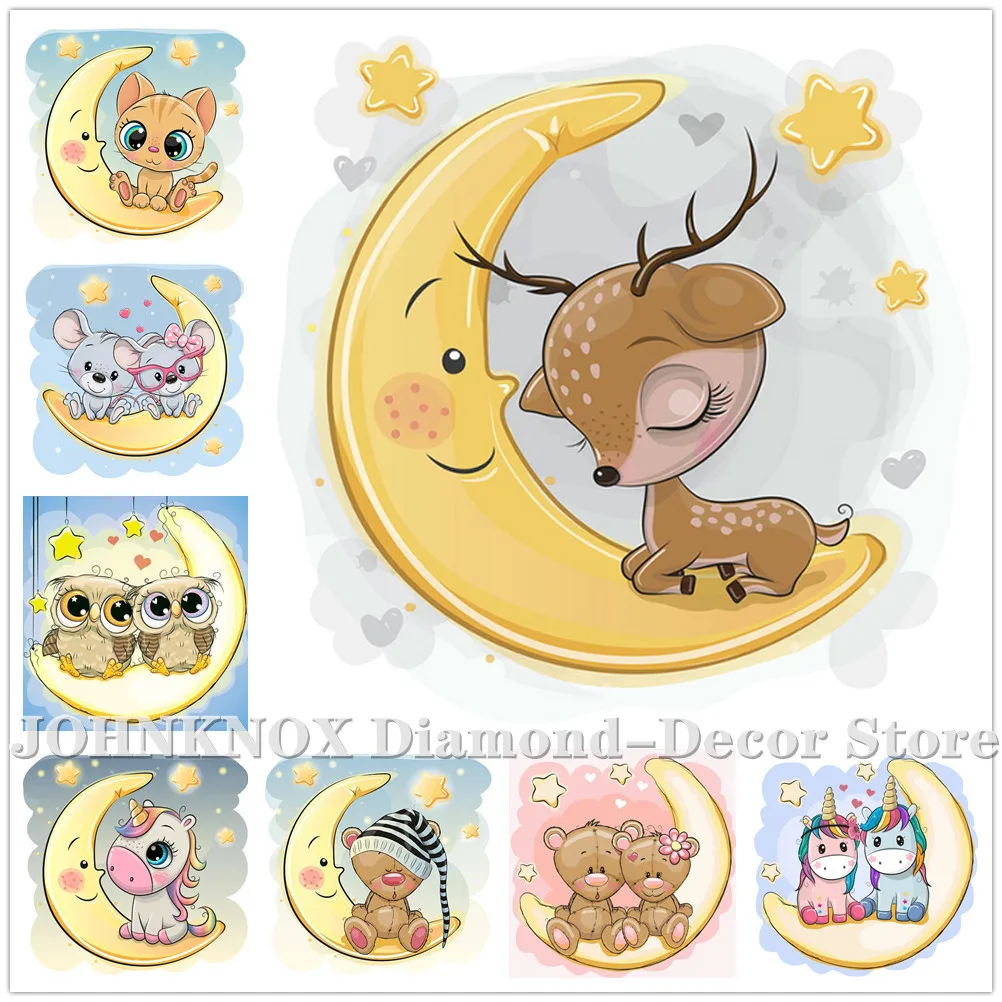 

Алмазная мозаика с Луной и медведем, полное сверление, вышивка крестиком, мозаика «сделай сам», стикер для декора Стразы