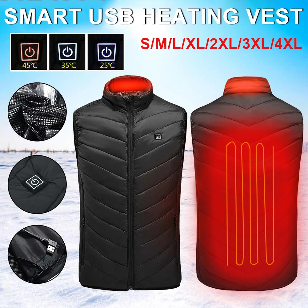 

Outdoor Electric Heated Vest USB Heating Vest Winter Thermal Feather Camping Hiking Warm Jacket 5 Days Delivery for USA Europe