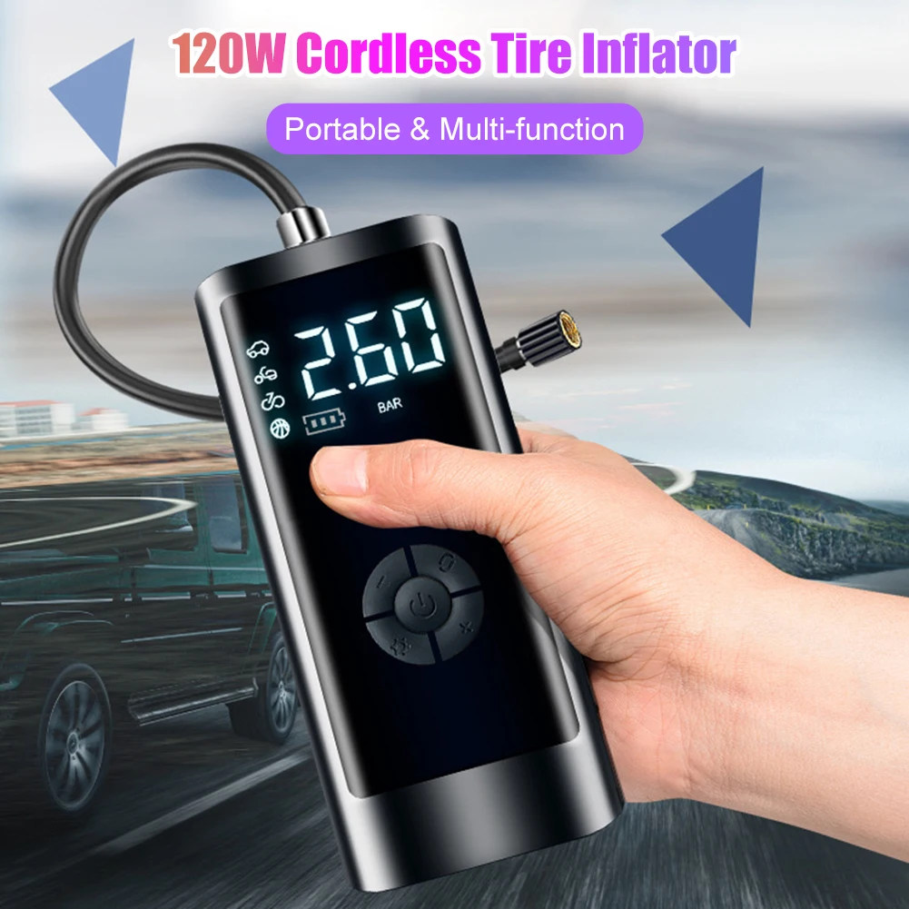 

6000mAh Mini Car Air Compressor 260PSI Portable Tire Inflator Wireless Digital Inflatable Pump for Motorcycle Bicycle Tyre Balls