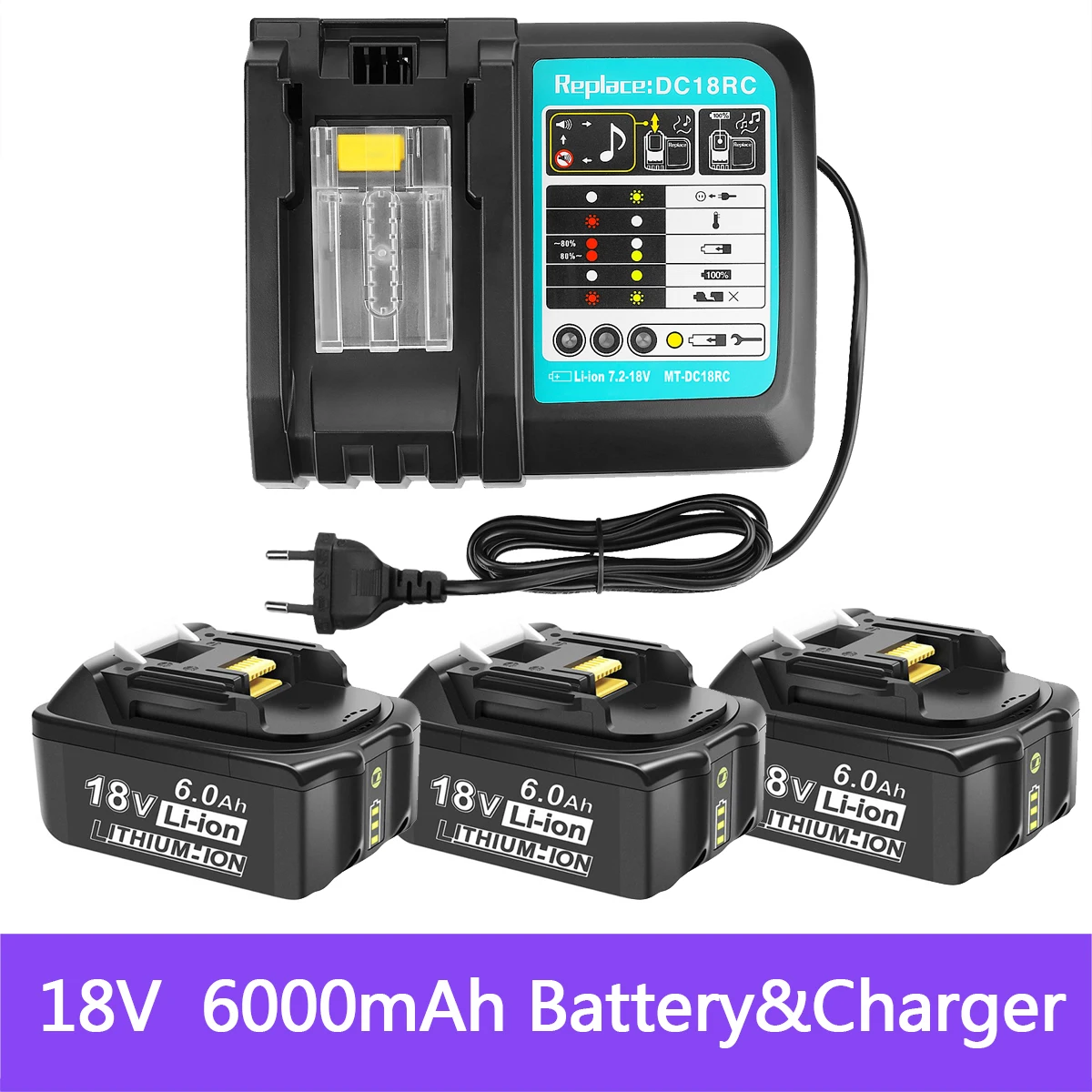 Аккумуляторная литий-ионная батарея Makita BL1860 BL1880, 18 в, 6000 мАч