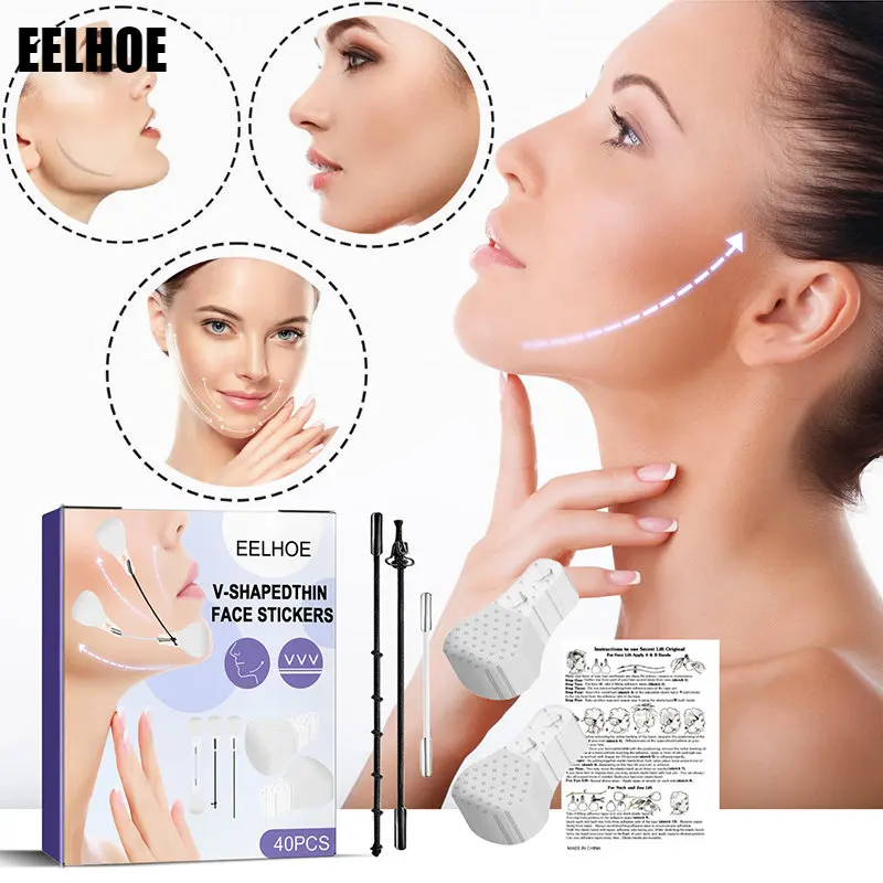 

40Pcs/Box Facial Invisible Lifting Sticker Firming Facial Skin and Contracting Jaw Muscles Anti-wrinkle Patches Fox Eyes Shaping