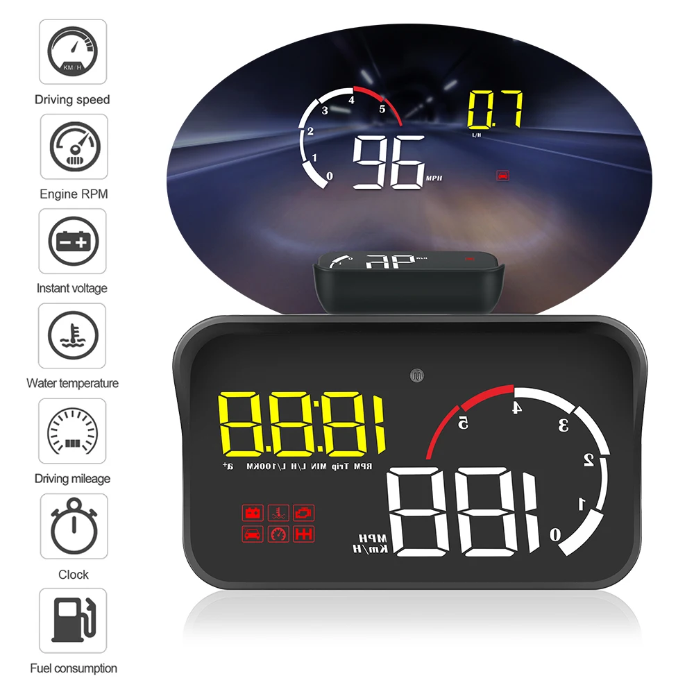 

M10 A100 Windshield Projector Driving Safety Intelligent Alarm System Car HUD Display OBD2 Overspeed Warning