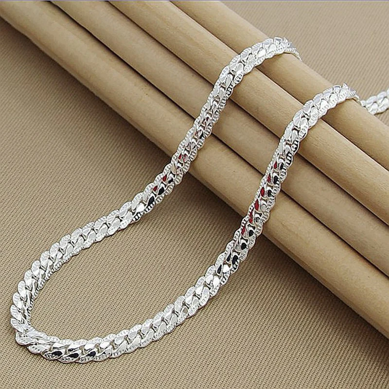 

New 5MM S925 Sterling Silver 8/18/20/22/24 Inches Full Side Chain Bracelet Necklace For Women Men Fashion Jewelry Free Shipping