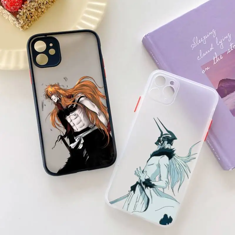 

YNDFCNB Bleach Kurosaki Ichigo Phone Case for iPhone X XR XS 7 8 Plus 11 12 13 pro MAX 13mini Translucent Matte Shockproof Case