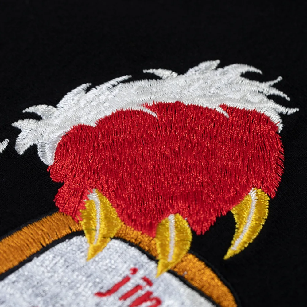 Футболка мужская с вышивкой льва модный Свободный Топ коротким рукавом рубашка в