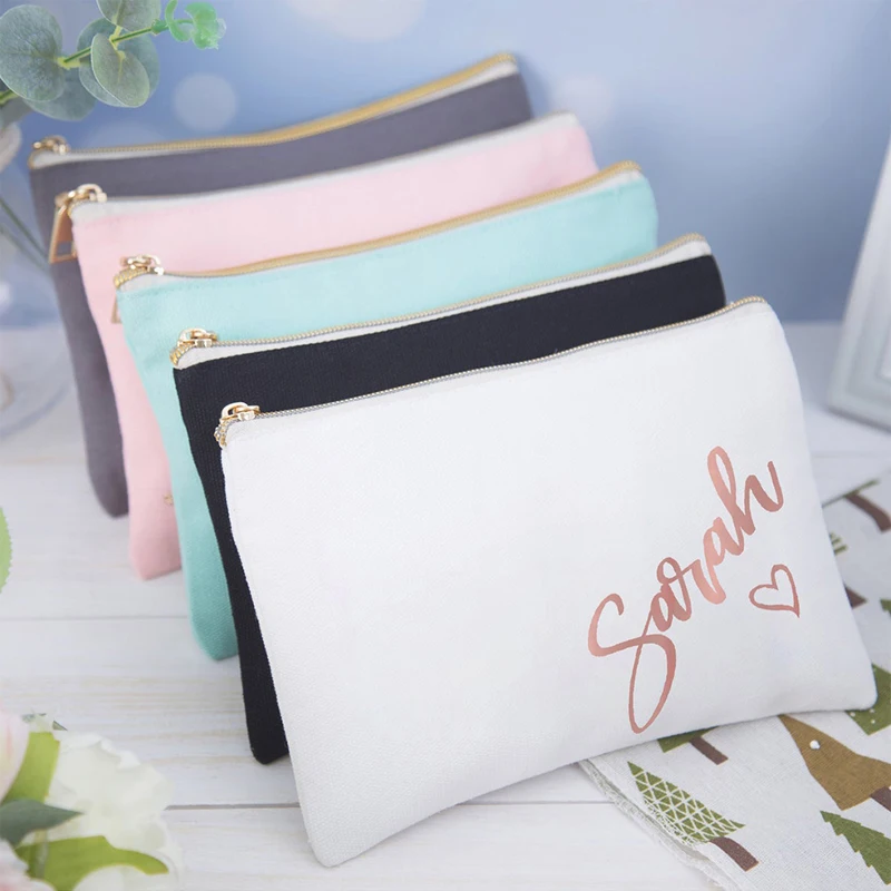 

Personalized Name Makeup Bag Bridal Party Cosmetic Storage Decoration Canvas Custom gift bags Bridesmaid Wedding Gift For Guests