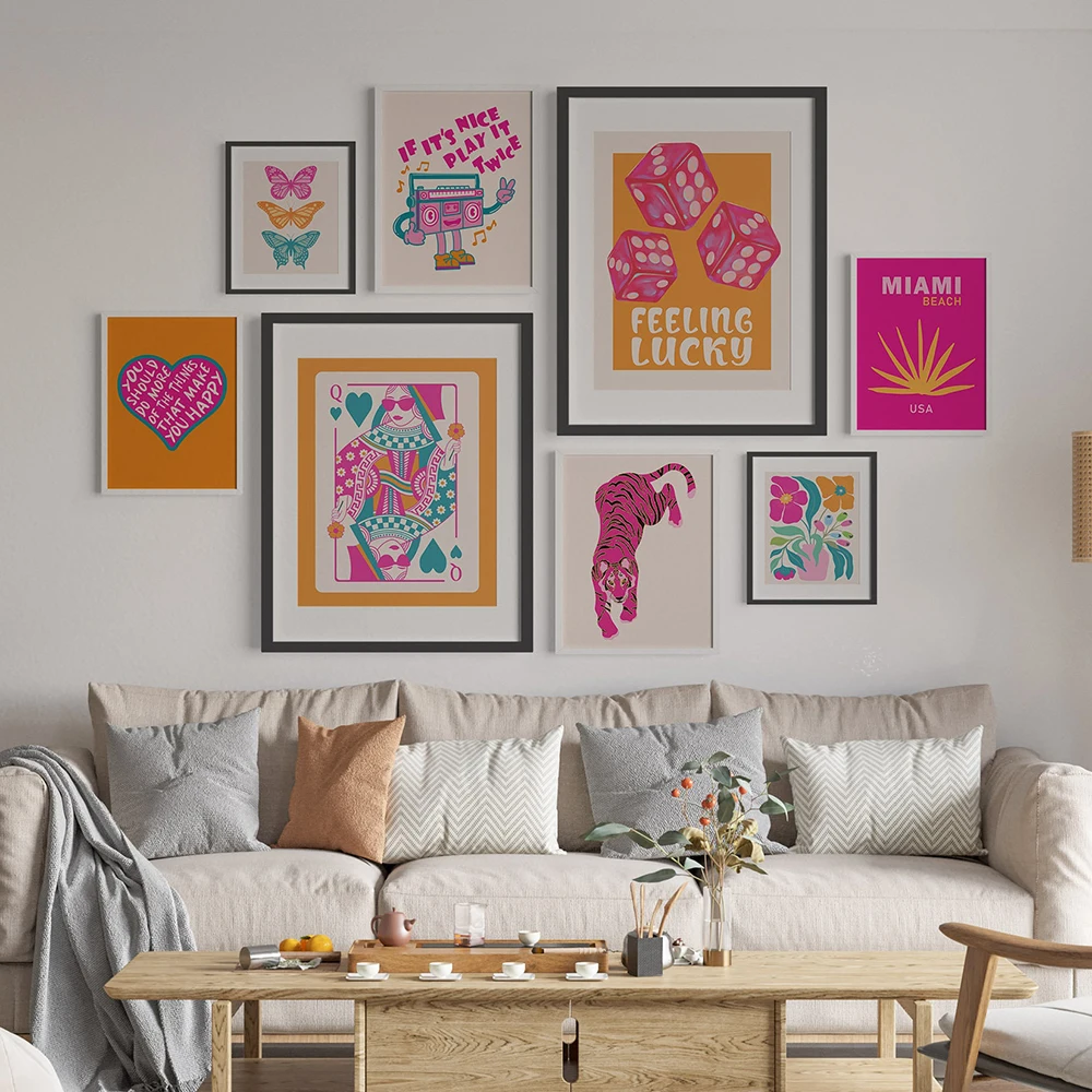 Набор для художественной стены в стиле преппи 15 дюймов розовый оранжевый