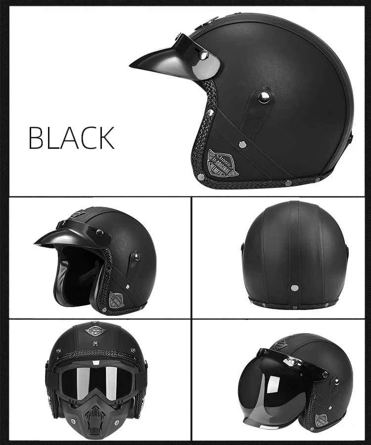 Шлем с открытым лицом 3/4 индивидуальные мужские и женские винтажные