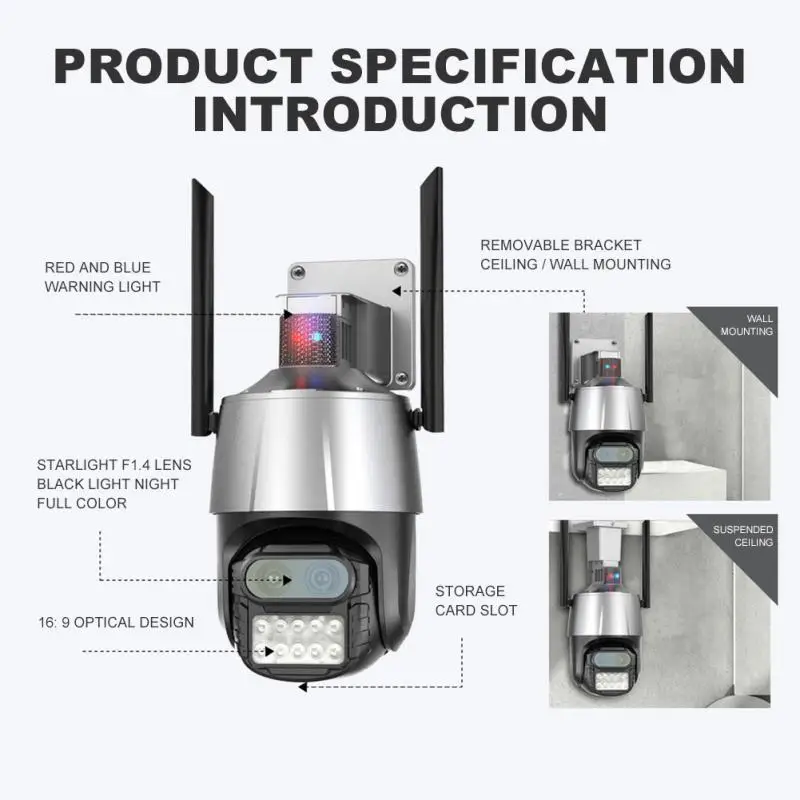 

4mp Wifi Camera Outdoor Ptz Wifi Camera Ai Human Detection Ip66 Waterproof 4mp Wifi Camera Smart Home Night Vision Auto Tracking