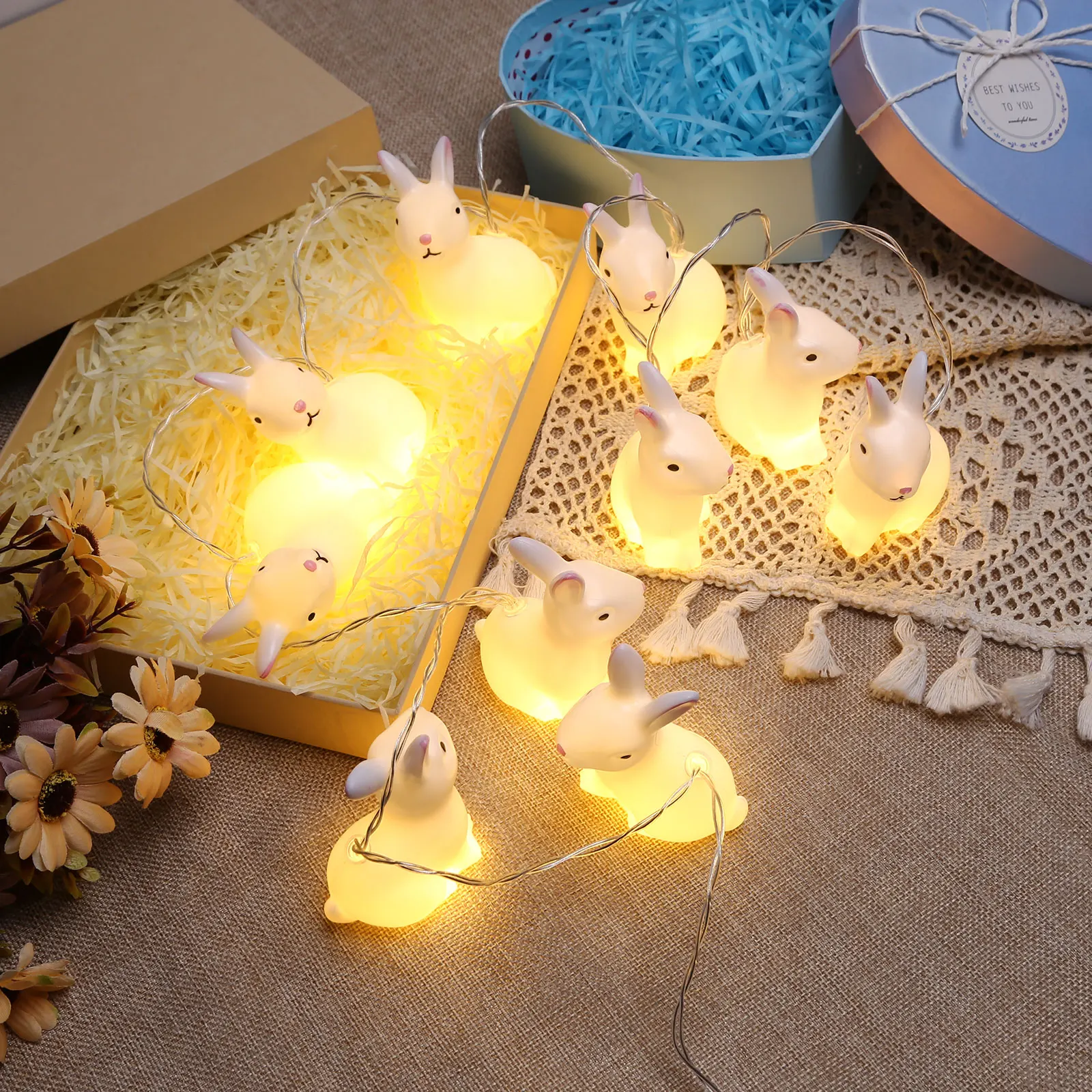

Easter LED Bunny Light String Battery Operated Cute Rabbit Fairy Lights for Easter Bedroom Party Birthday Home Decor Lamp