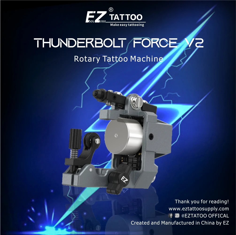 EZ Thunderbolt Force V2 Rotary Tattoo Machine Adjustable Stroke Brushless Motor Tattoo gun for Standard /Cartridge Needles