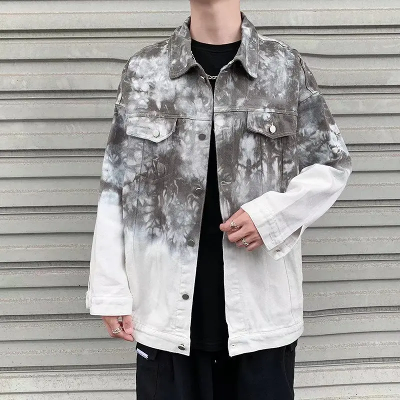 

Новая джинсовая мужская Свободная Повседневная однотонная куртка с градиентным переходом цвета