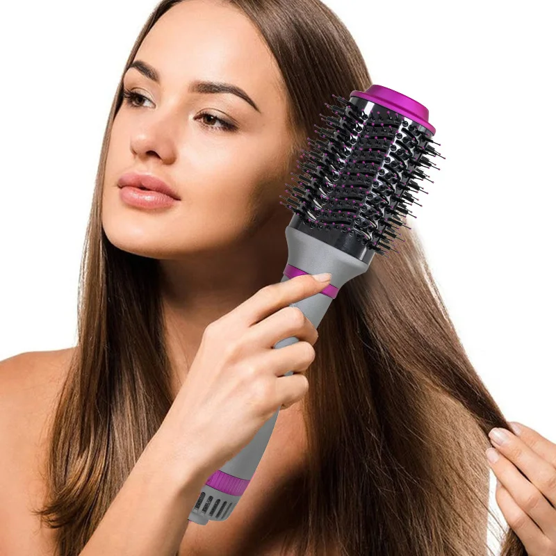 Hot Air Brush With Double Head 1000W Hair Straightener Styler and Volumizer Curler Comb Roller Electric Ion Blow Dryer Brush