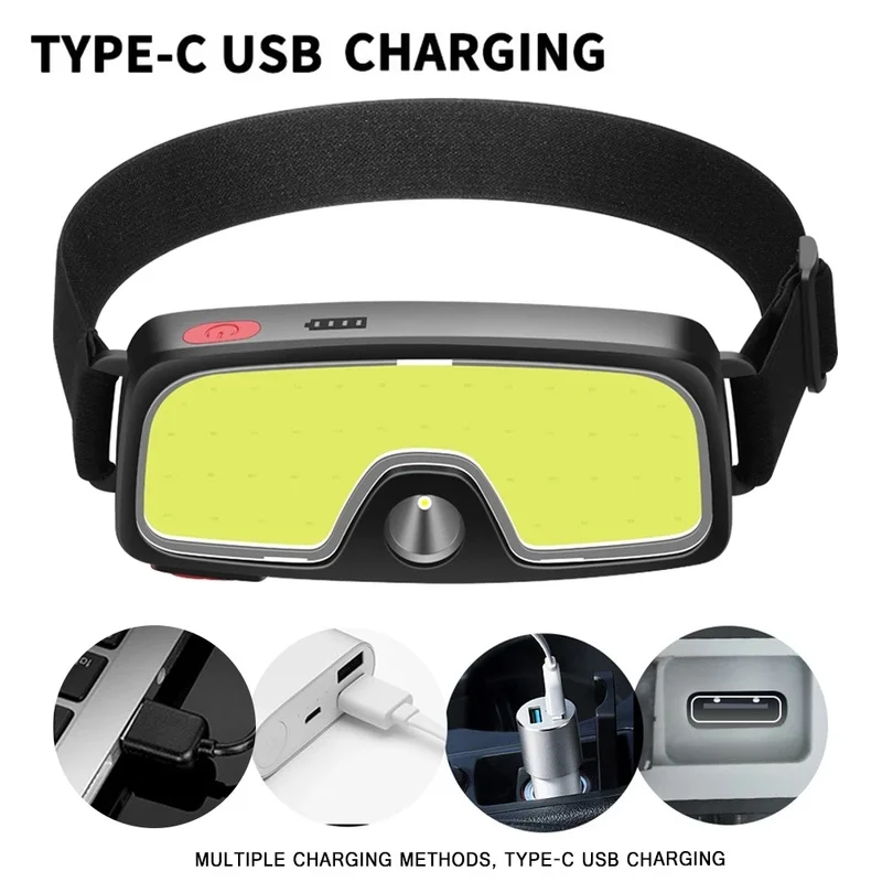 

COB LED Headlights Flashlight Portable USB Rechargeable Head Torch 3 Lighting Modes Torch Flash Light for Repair Hunting Camping