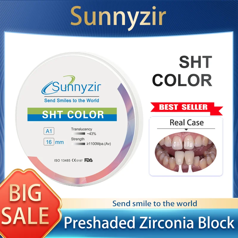 

Dental Zirconia disc SHT Preshade A1 A2 A3 Color Cad Cam Disc Milling System Ceramics Material Dental Zrconium Blank