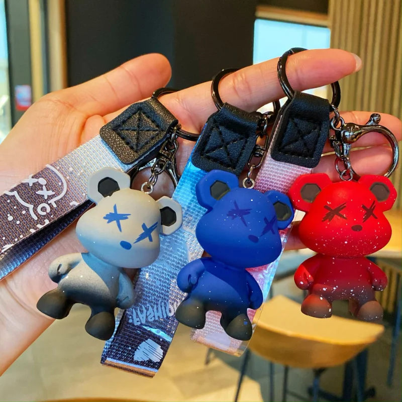 

Starry Bear Key Buckle Trendy Man 3D Doll Fashion Kawaii Delicate Originality New Pattern Car Keychain Couple Bag Accessories