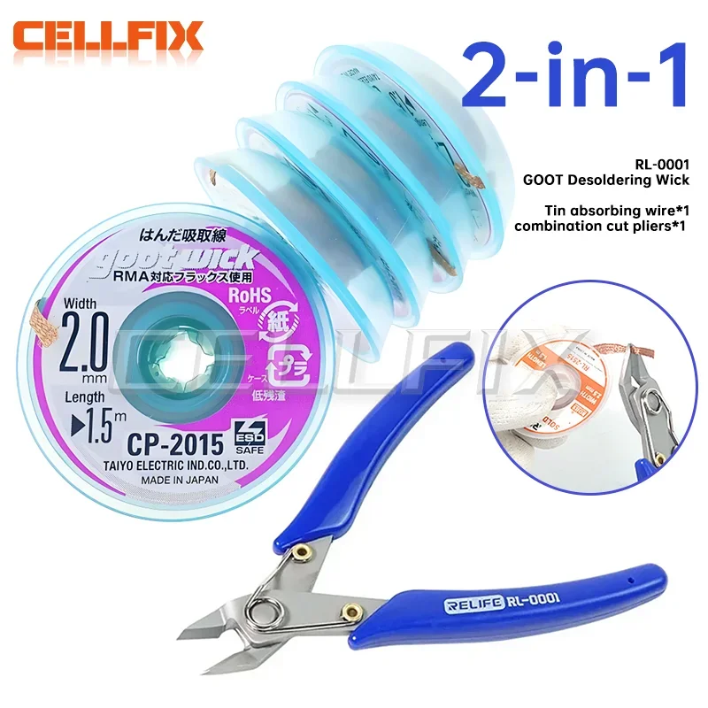 GOOT Высококачественный Набор Оплетки Для Распайки Фитиля С Плетеной Медной