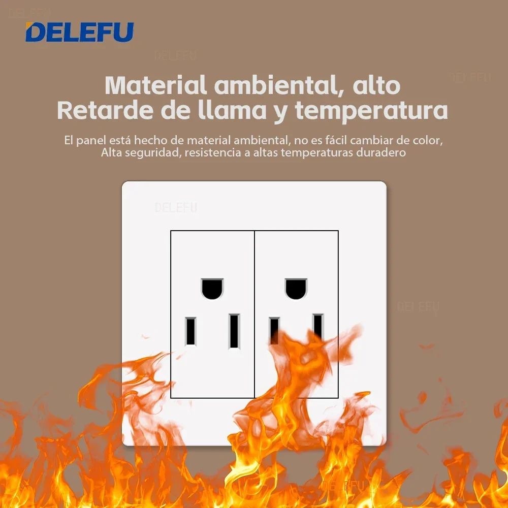 DELEFU86 Тип ПК Белая огнестойкая панель Американский стандарт Настенная розетка