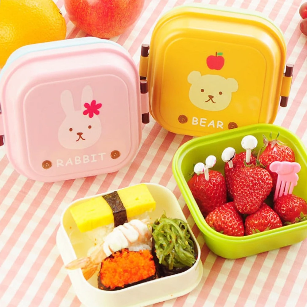 

Children Lunch Box Food Kids School 2 Layer Microwave Cute Snack Box Food Container Double Layer Tableware Fruit Bento Box