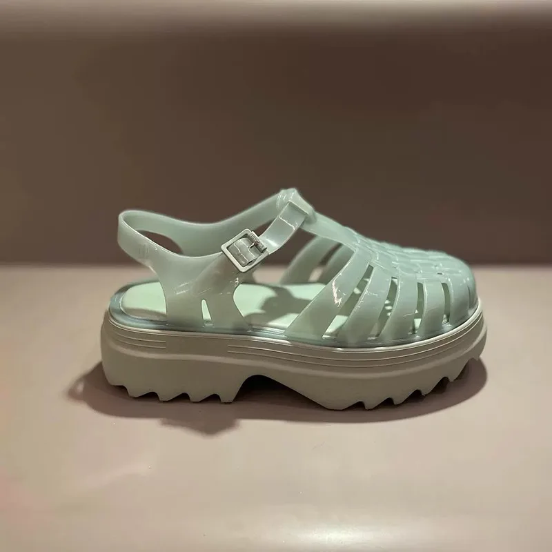 Женские туфли на платформе в римском стиле повседневные плетеные сандалии желе с