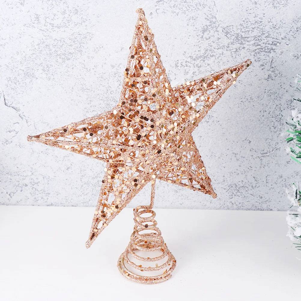 

2pcs Christmas Tree Iron Star Topper Glittering Christmas Tree Decoration Ornaments (1pc 20cm Rose Gold, 1pc 25cm Rose Gold)