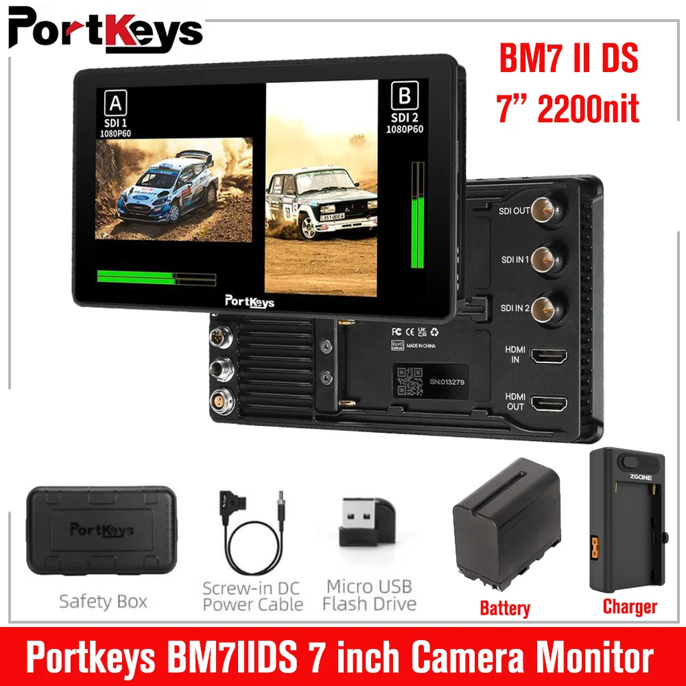 Портативные клавиши BM7 II DS, 7 дюймов, двойной фотомонитор, 2200nit, Ультраяркий 4K 3D LUT для BMPCC KOMODO SONY DSMC2
