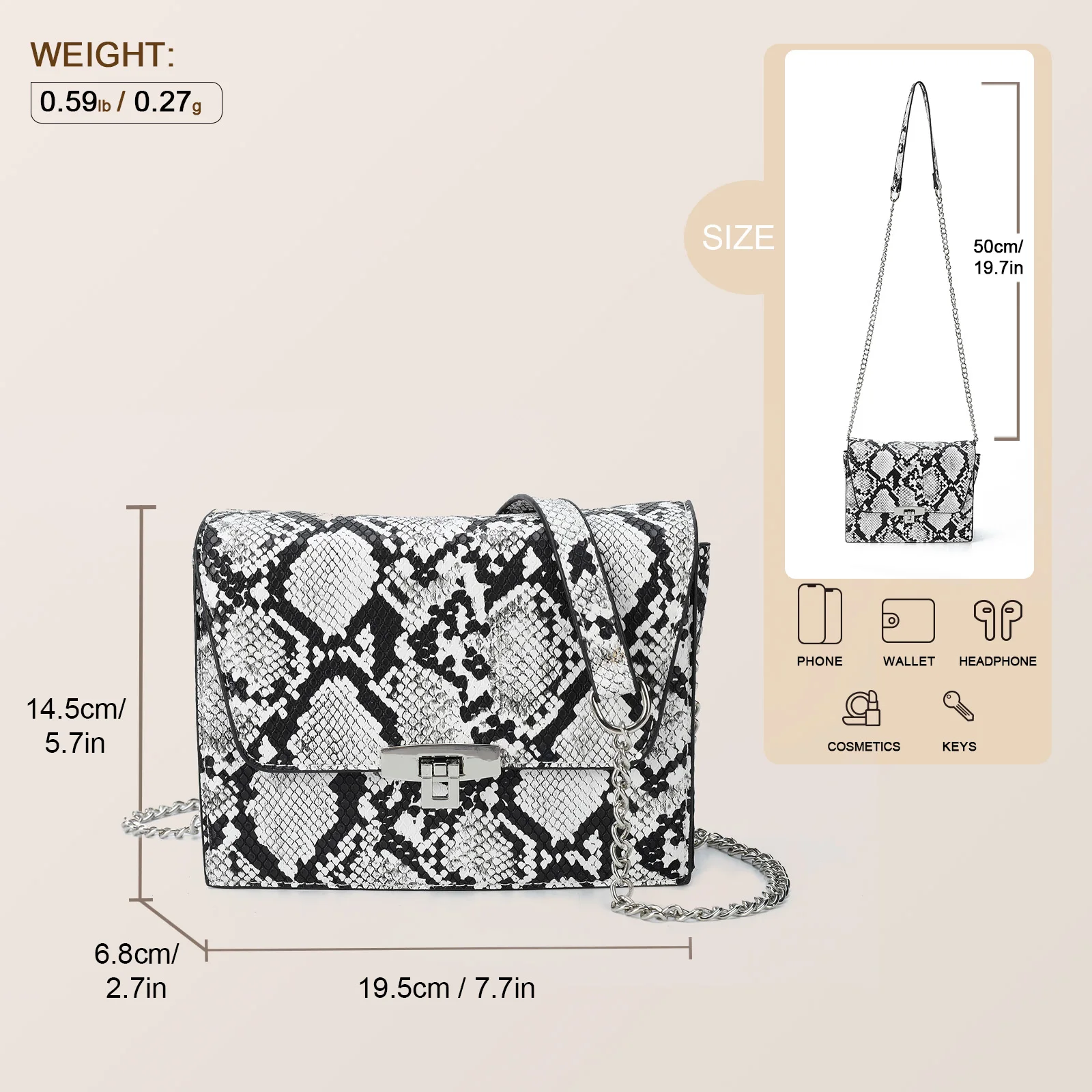 Женская сумка из искусственной кожи со змеиным узором