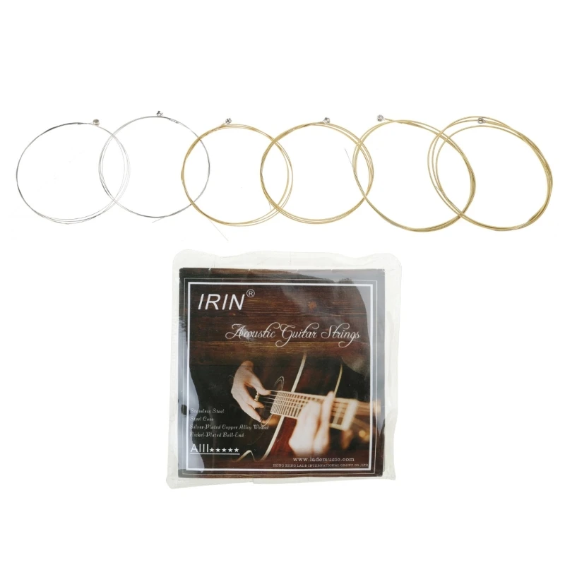 

G92F 6 Pieces Steel Folk Guitar 6 String Replacement Sets Stainless Steel Acoustic Guitar Strings Kits for Folk Guitars