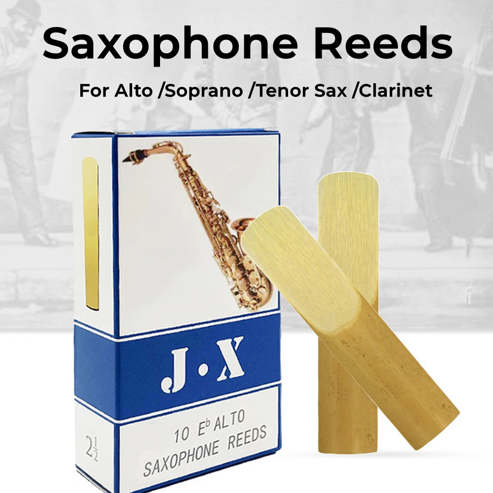 

10pcs Alto Sax Saxophone Reeds Strength 2.5 Soprano Sax Reed Woodwind Instrument Accessories For Alto/Tenor/Soprano Sax Clarinet