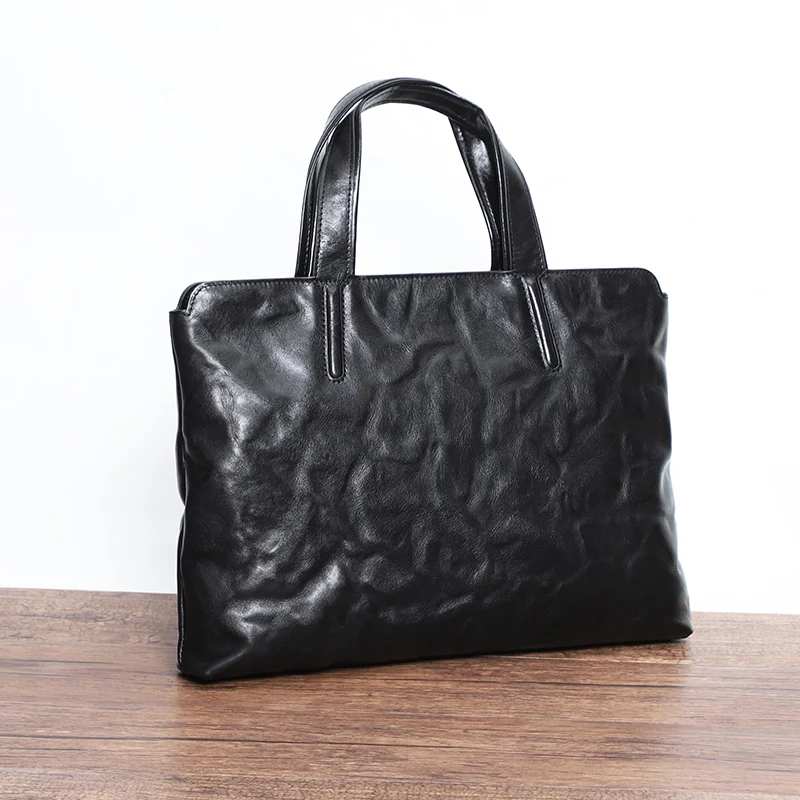 Мужской тонкий портфель из натуральной кожи