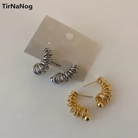 tirnanog unique design of irregular twisting spring metal stud earrings fashion hip hop punk women jewelry earrings gift