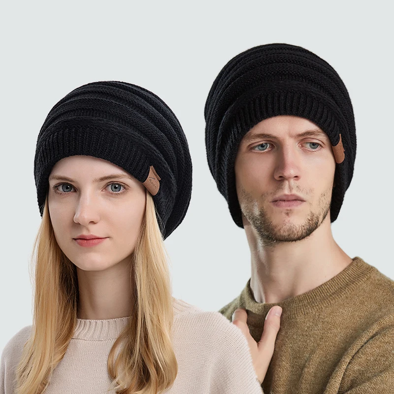 Autumn and Winter New Men's Beanies Women's Knitted Hat Wool Hat Outdoor Windproof Warm Hat Cycling Solid Color Hat For Male