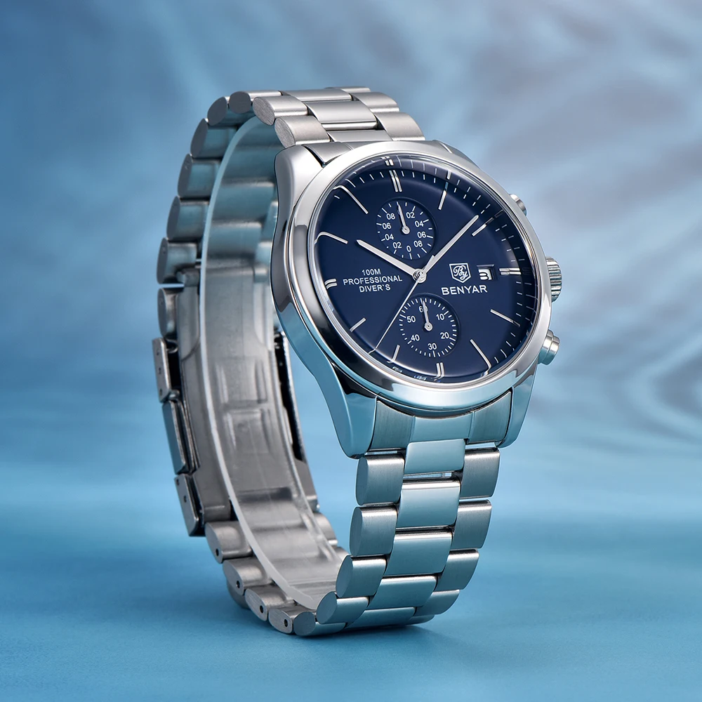 Спортивные кварцевые часы с хронографом водонепроницаемые до 2023 м