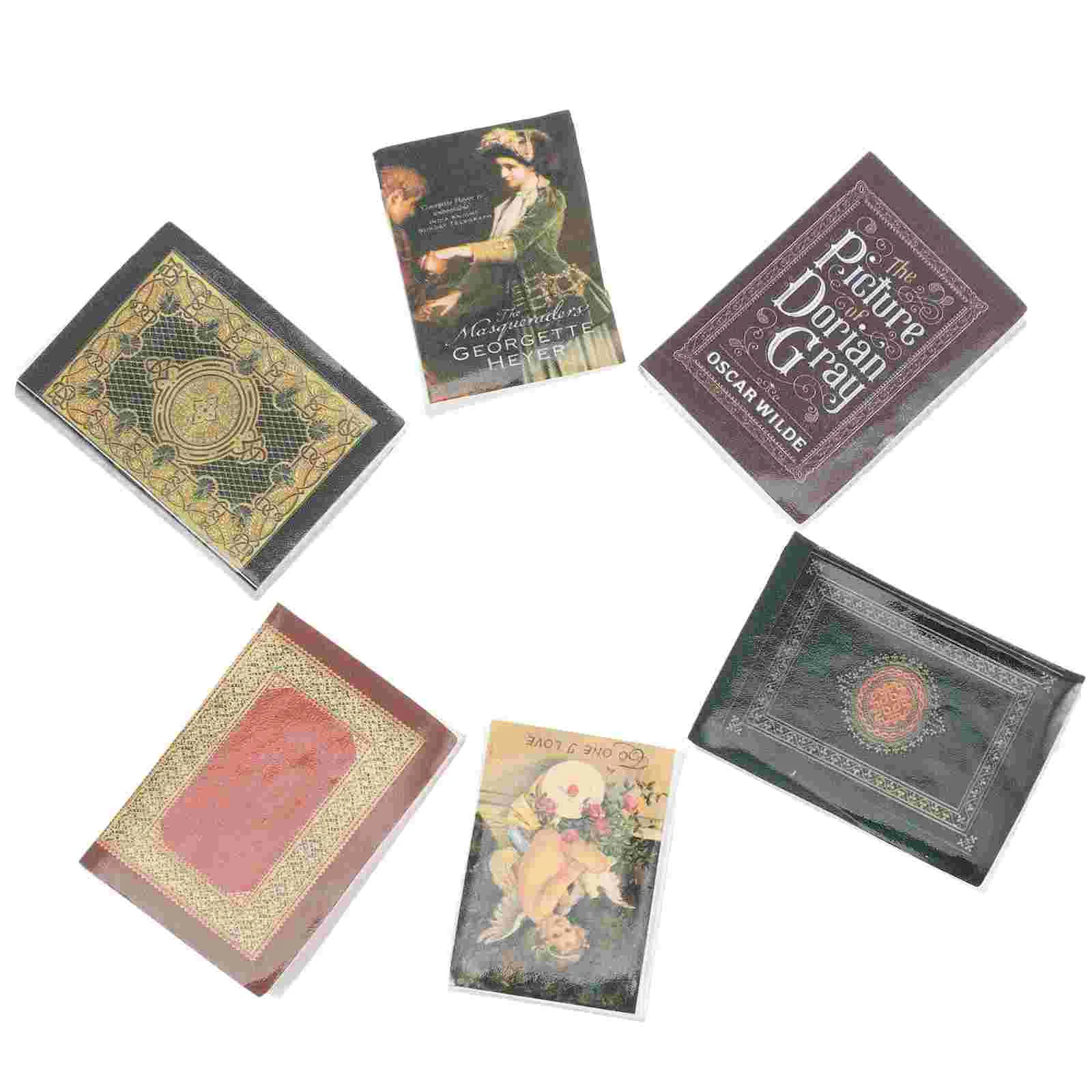 

6 Pcs Vintage Book Mockup Vintage Decor Miniature Books Photo Micro Scene Prop Tiny Books Paper Miniature Retro Book Child