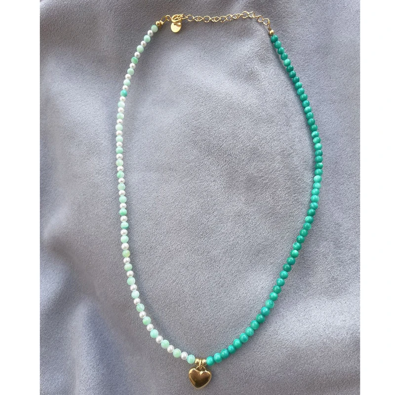 

2022 New 18KGF Natural stone blue necklace shell pearl niche design feeling women choker necklace