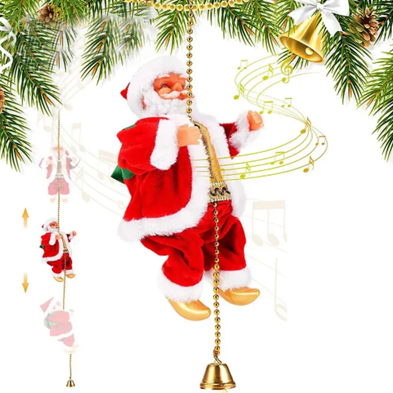 

Электрическая музыкальная игрушка «Клаус» с бусинами для скалолазания, работающая от батарейки, куклы для скалолазания вверх и вниз, смешные рождественские игрушки для взрослых с Сантой