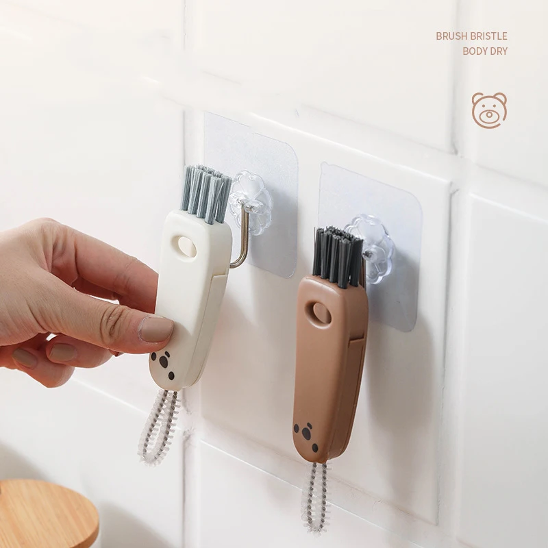 

3 In 1 Bottle Cap Milk Bottle Brush Portable Multifunctional Lunch Box Groove Cup Cover Household Cleaning Brushes Tools