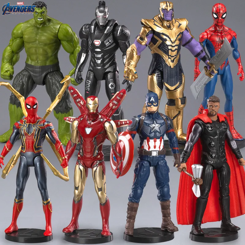 

Marvel Iron Man Spider Man Captain America Hulk Thor Thanos Movable Joint Anime Action Figures Model Toy Ornaments Kids Gifts