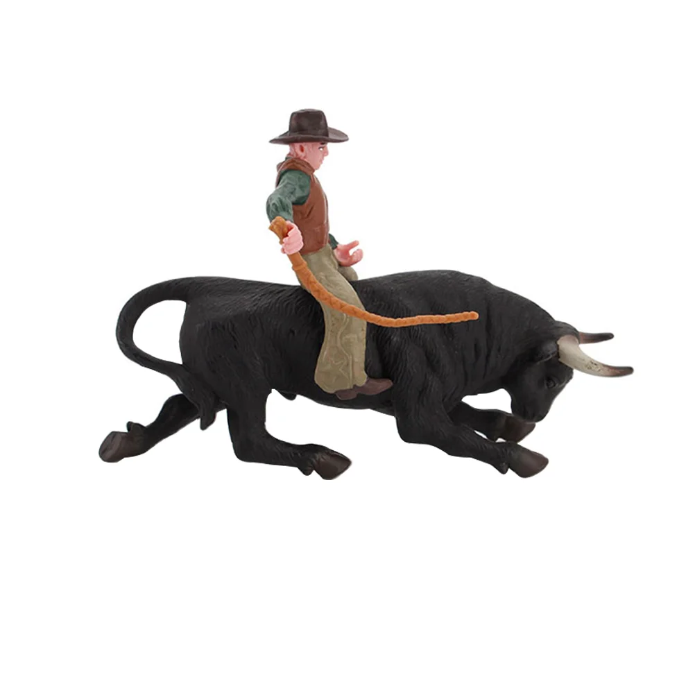 

Bull Figurine Animal Model Cowboy Table Rider Bucking Statuebullfight Riding Western Desktop Ornament Statues Sculpture Cattle