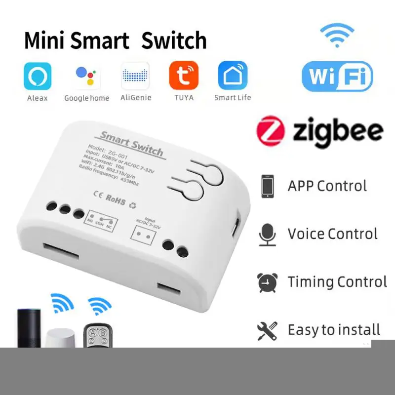 

Remote Control 1ch Rf Smart Switch 7-32v Ac Dc Universal Breaker Smart Home Tuya 433 Light Switch Relay Interlock Tuya Zigbee