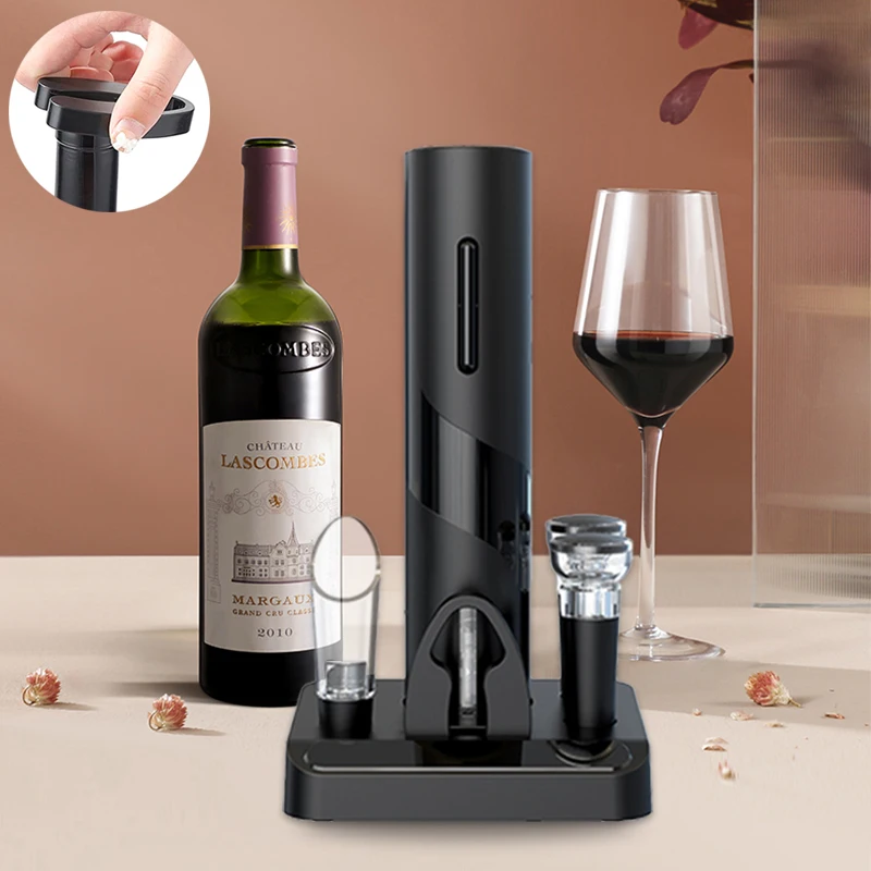 Electric Wine Bottle Opener with Foil Cutter One-click Button Rechargeable Automatic Red Wine Corkscrew for Party Bar Wine Lover