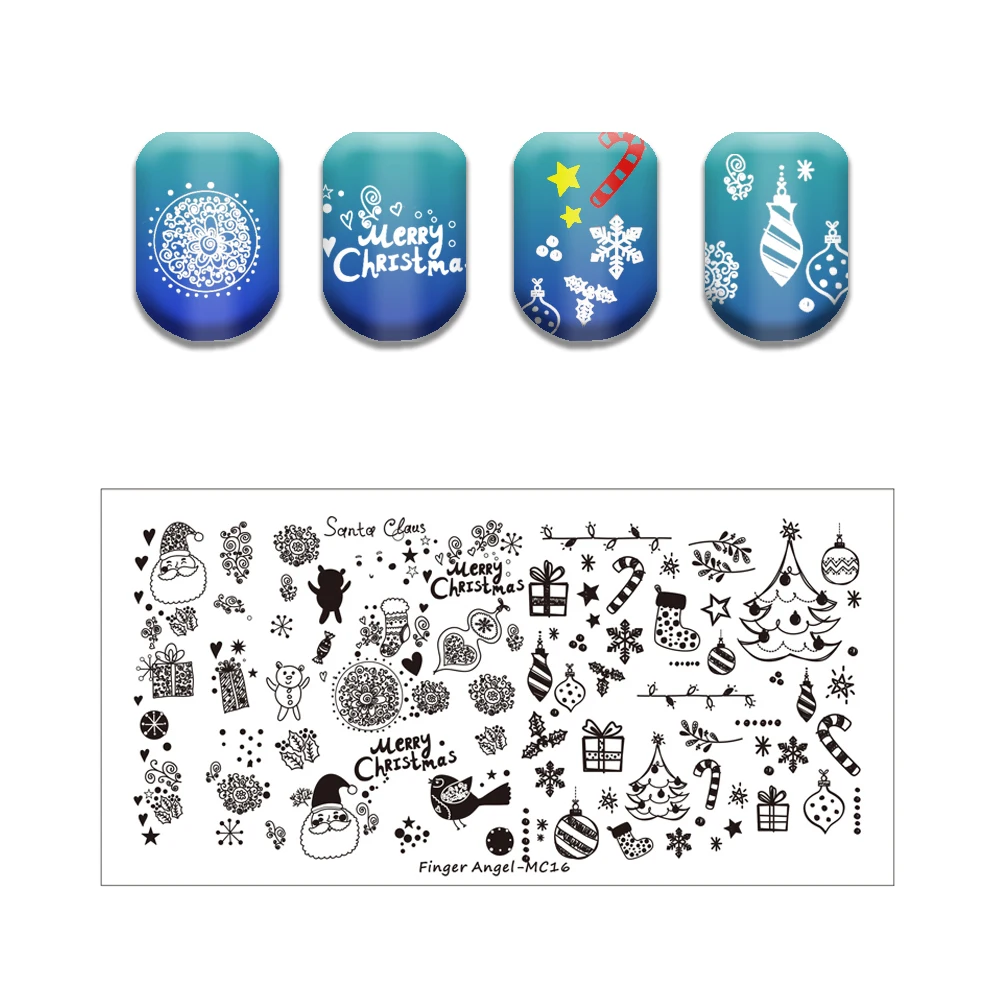 Merry Christmas Stamping Plates Tree Snowman Stamp Plate Leaf Geometric Stainless Steel Nail Art Image Stencil | Красота и здоровье