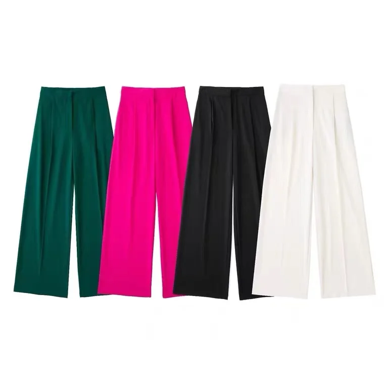 

2022 ZA New Women Multi-Color High Waist Neutral Wide Leg Pants Autumn&Winter Fashion All-Match High Street Trousers